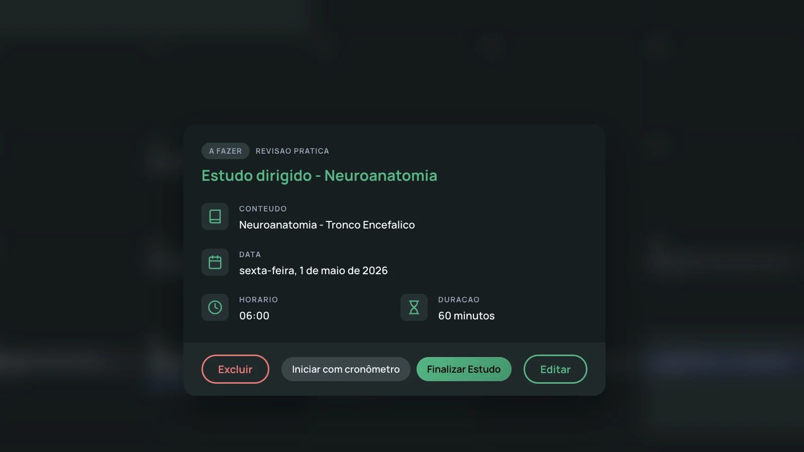 Modal de revisao pratica - sistema agenda automaticamente proxima revisao por desempenho